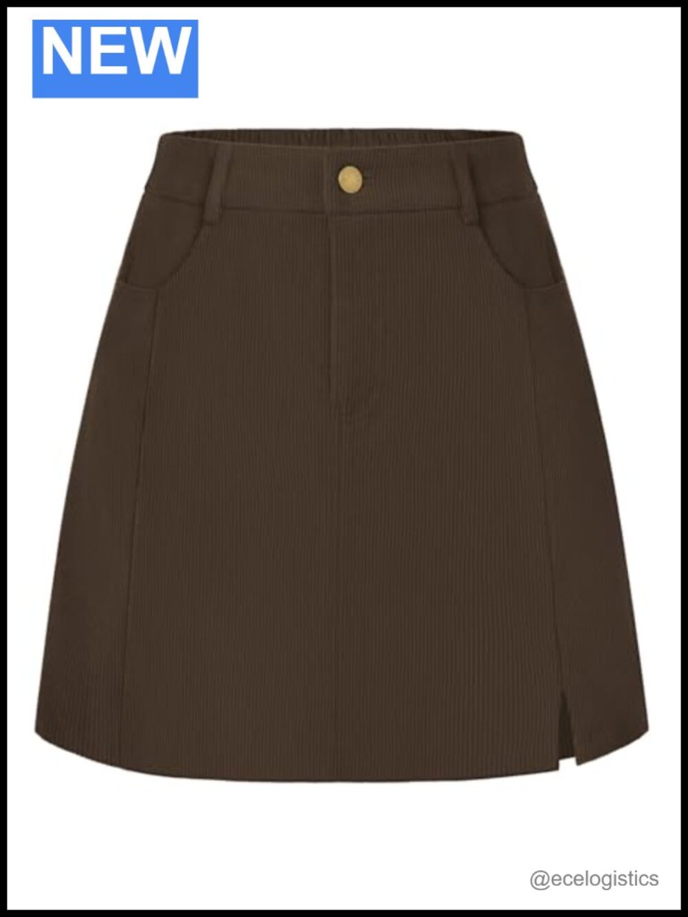 Corduroy A-Line Mini Skirt High Elastic Back Waist